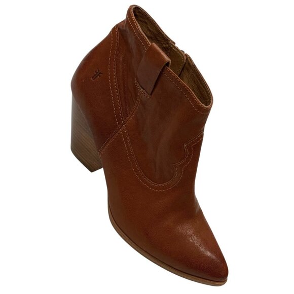 Frye Reina Western Ankle Bootie Boots 10M Cognac Brown Leather Fall 3479257-COG - Picture 13 of 13